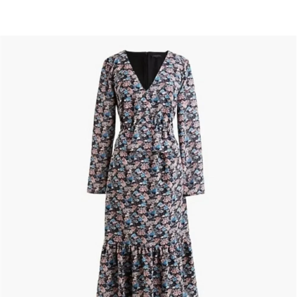 J. CREW Ruffle Hem Dress Paisley Floral